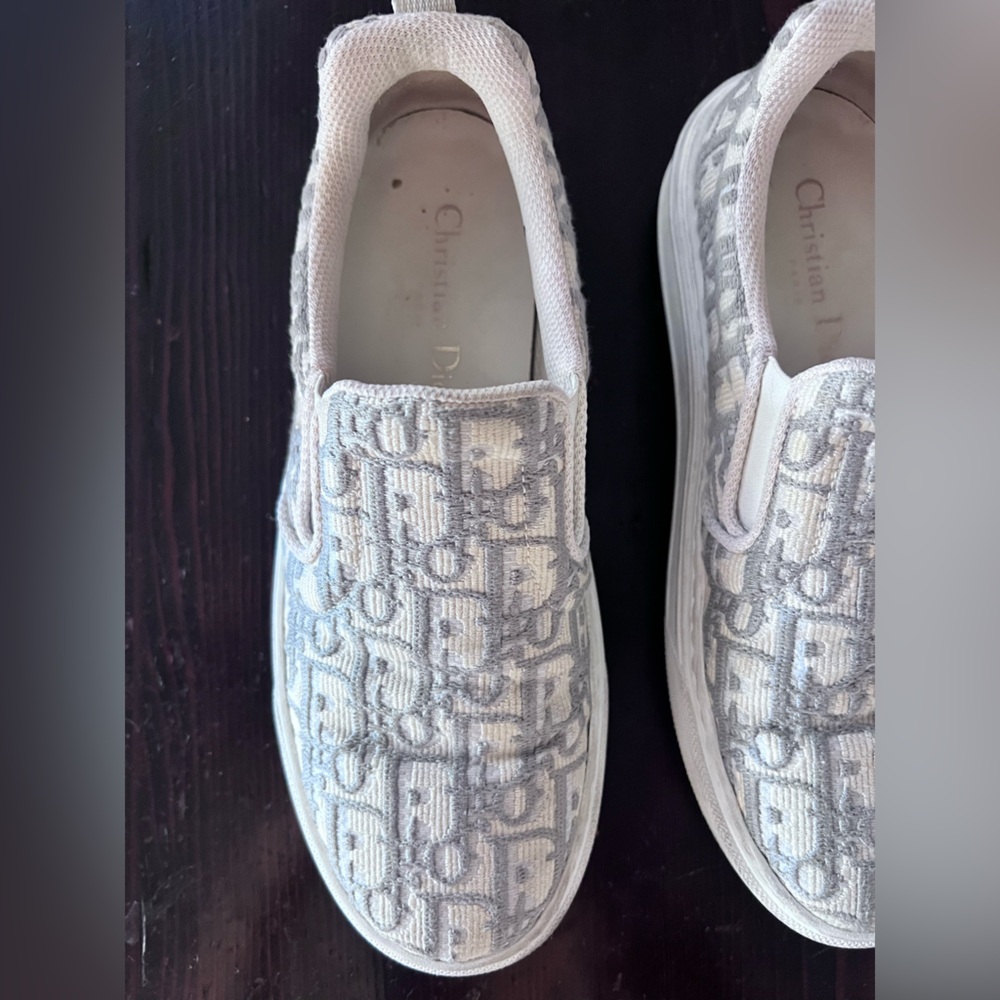 Christian Dior Solar Oblique Grey White slip on women’s sz 37 6.5-7 - Picture 4 of 16
